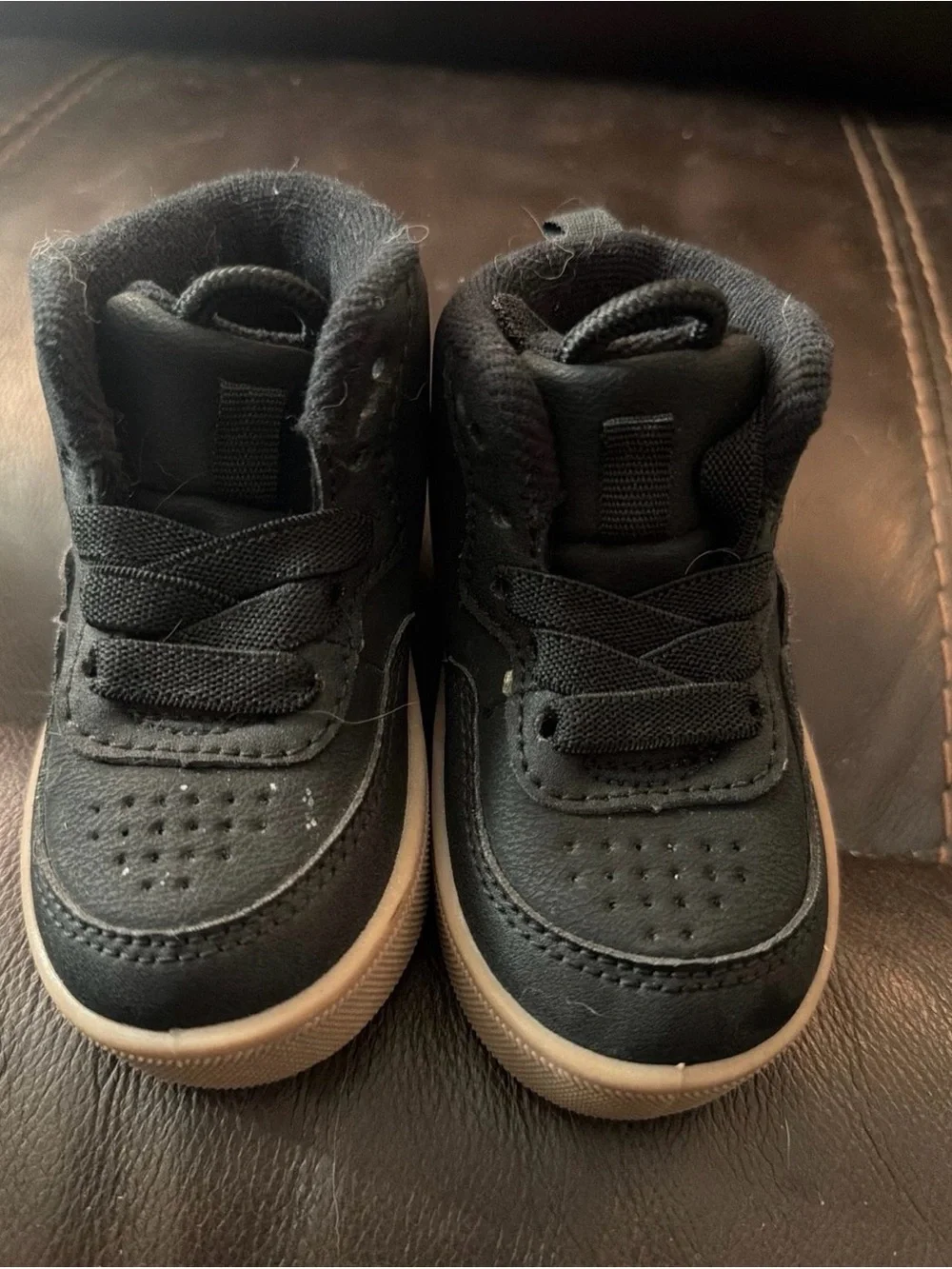 OshKosh B'gosh Black Kids High-Top Sneakers with White Sole